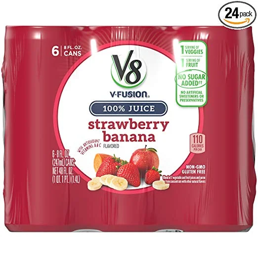 V8 STRAWBERRY BANANA (4 PACKS OF 6, TOTAL OF 24) FOR $11.34