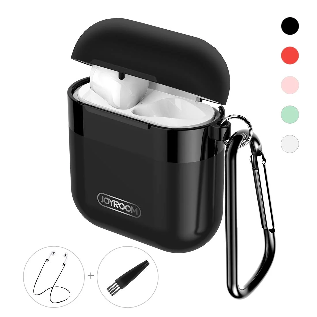 AIRPODS CASE COVER WITH KEYCHAIN, CLEANING BRUSH, ANTI-LOST SILICONE AIRPODS STRAP FOR $3.29