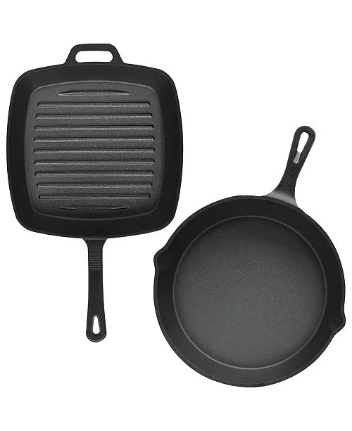 SEDONA CAST IRON 10” SKILLET AND 10” SQUARE GRILL SET FOR $13.99