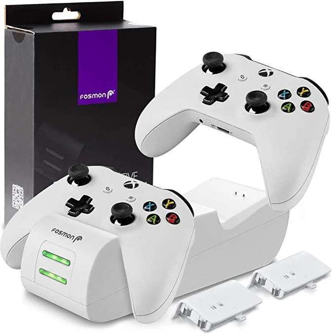 DUAL XBOX ONE CONTROLLER CHARGING DOCK WITH 2 1000MAH RECHARGEABLE BATTERY PACKS FOR $11.96