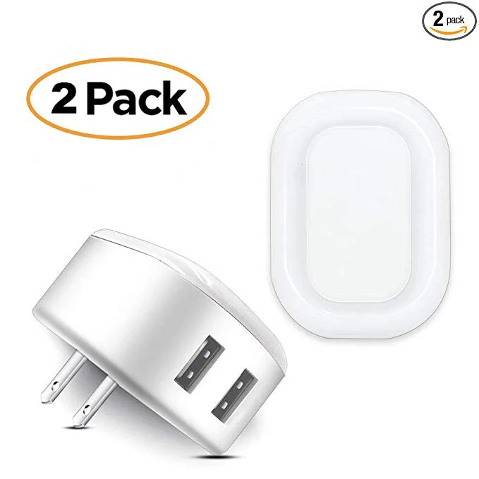 DUAL USB POWER ADAPTER / NIGHT LIGHT (2 PACK) FOR $8.99
