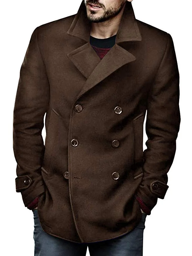MENS CLASSIC COTTON DOUBLE BREASTED PEACOATS FOR $20.49