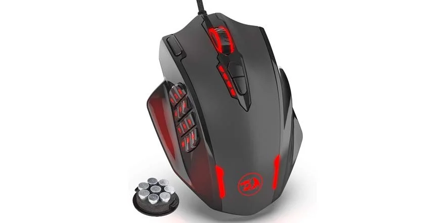 REDRAGON M908 IMPACT RGB LED MMO GAMING MOUSE WITH SIDE BUTTONS AND 12,400DPI FOR $24.99