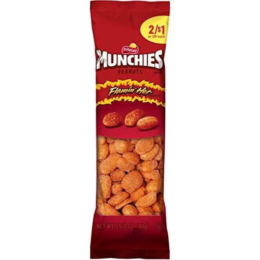 36 PACK - MUNCHIES FLAMIN’ HOT FLAVORED PEANUTS FOR $10.33