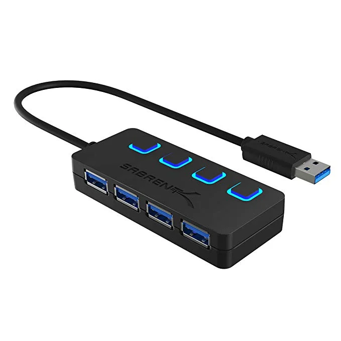 SABRENT 4-PORT USB 3.0 HUB WITH INDIVIDUAL POWER SWITCHES FOR $6.99