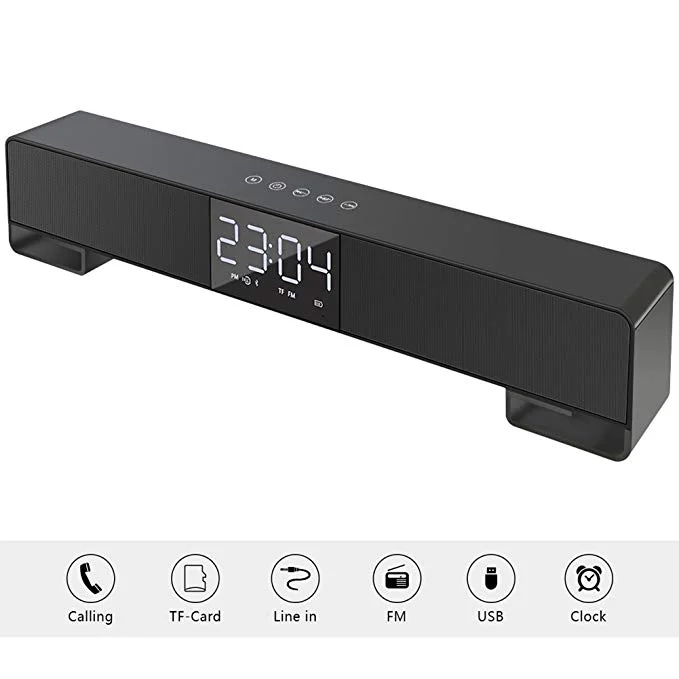 WIRELESS SOUNDBAR WITH BUILT-IN ALARM CLOCK FOR $29.99