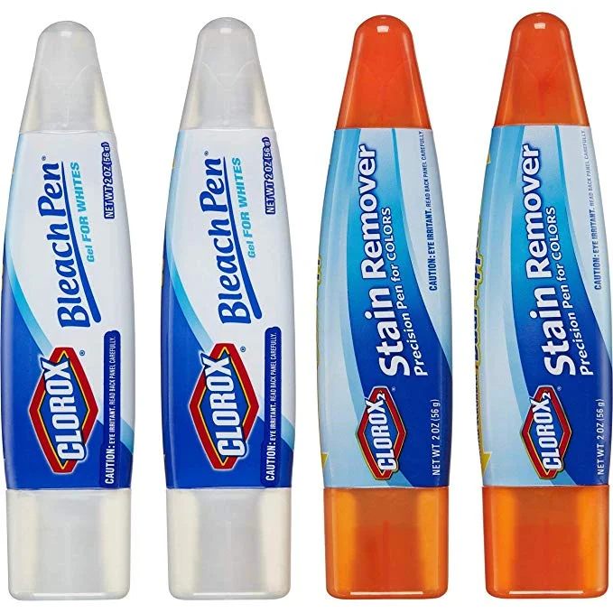 CLOROX LAUNDRY PENS, 2 BLEACH PENS AND 2 STAIN FIGHTER PENS FOR COLORS FOR $8.58