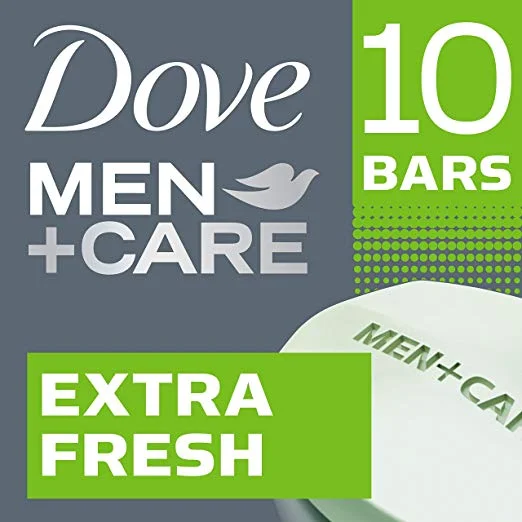PACK OF 10 - DOVE MEN+CARE BODY AND FACE BAR EXTRA FRESH FOR $9.27
