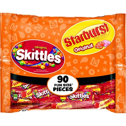 SKITTLES AND STARBURST CANDY FUN SIZE VARIETY MIX (90 PIECES) FOR $4.74