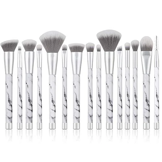 15-PIECE MARBLE DESIGN PREMIUM MAKEUP BRUSHES FOR $7.73