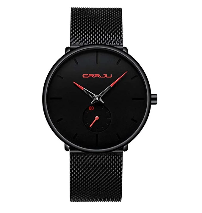 UNISEX MINIMALIST QUARTZ ANALOG STAINLESS STEEL MESH BAND WATCH FOR $11.99