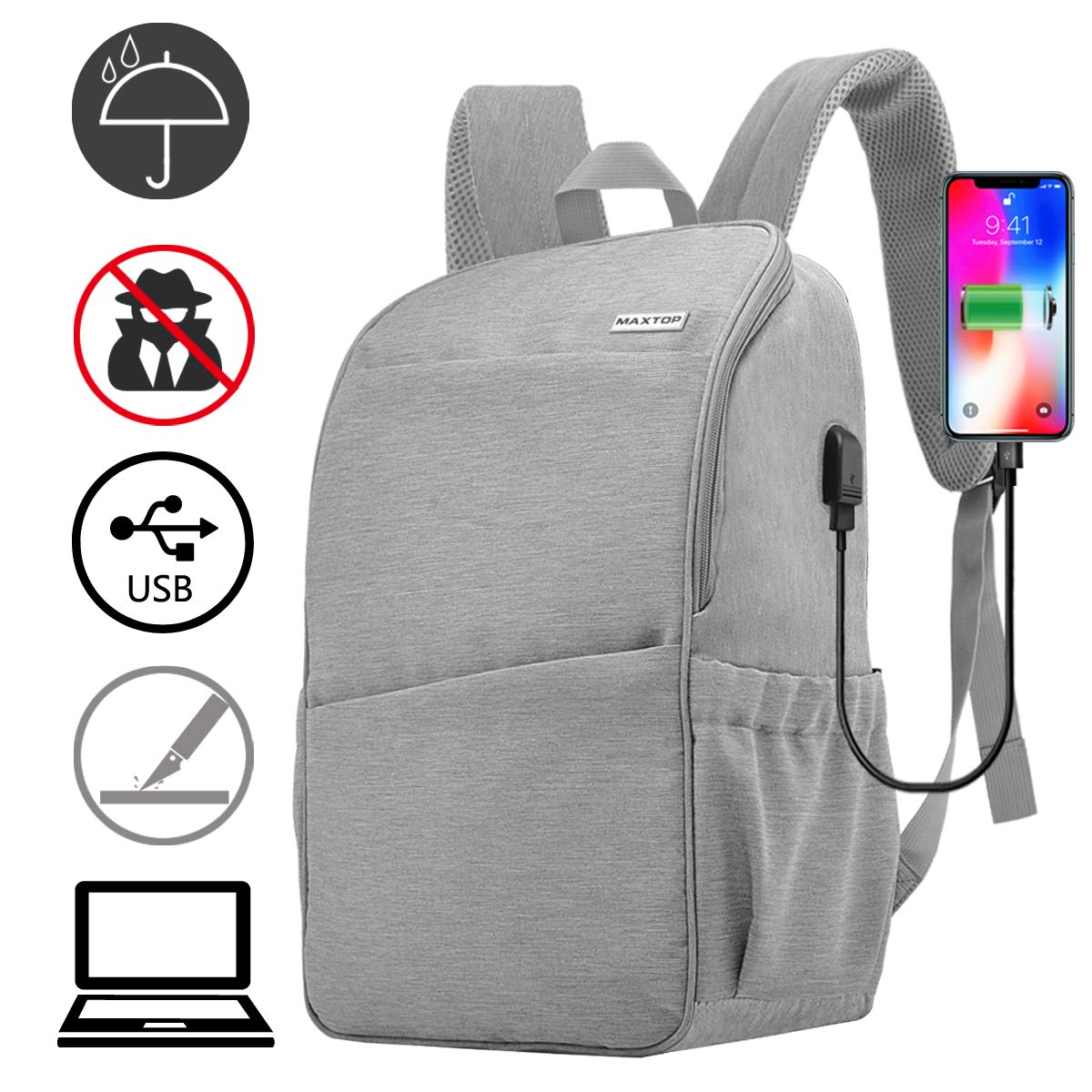 LAPTOP BACKPACK WITH USB CHARGING PORT FOR $12.24