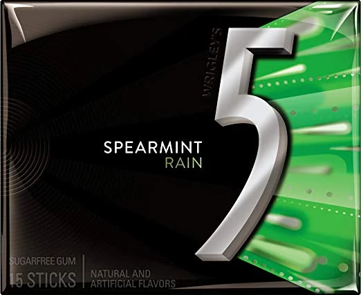5 GUM SPEARMINT RAIN SUGARFREE GUM (10 PACKS) FOR $9.99