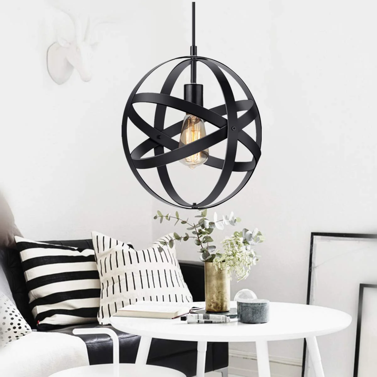 INDUSTRIAL METAL SPHERICAL PENDANT LIGHT FOR $31.65