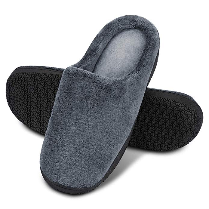 MENS QUILTED MEMORY FOAM SLIPPERS FOR $7.79