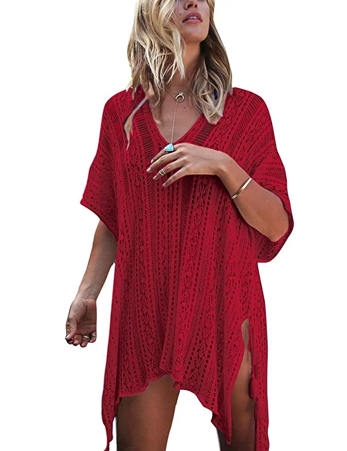 WOMENS LOOSE KNITTED BEACH DRESS / COVERUP FOR $5.99
