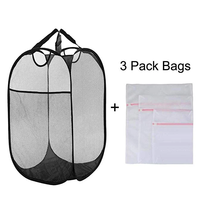 LARGE MESH POP-UP LAUNDRY BAG + 3 WASHING BAGS FOR $5.49