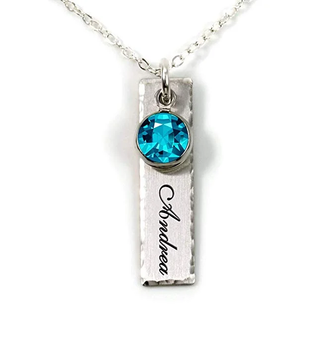 PERSONALIZED BAR NECKLACE WITH BIRTHSTONE STARTING AT $6.69