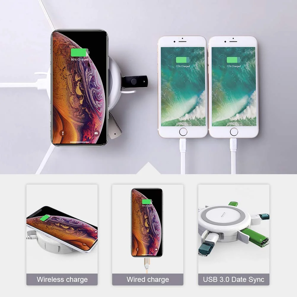 3-IN-1 WIRELESS CHARGER WITH MULTI-PORT USB 3.0 HUB FOR $16.10