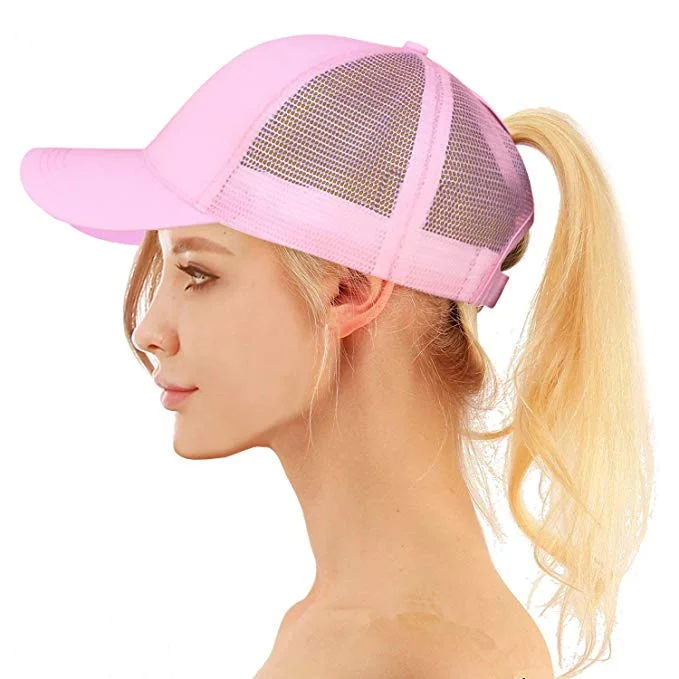 WOMENS BASEBALL PONYTAIL MESH HAT FOR $6.49