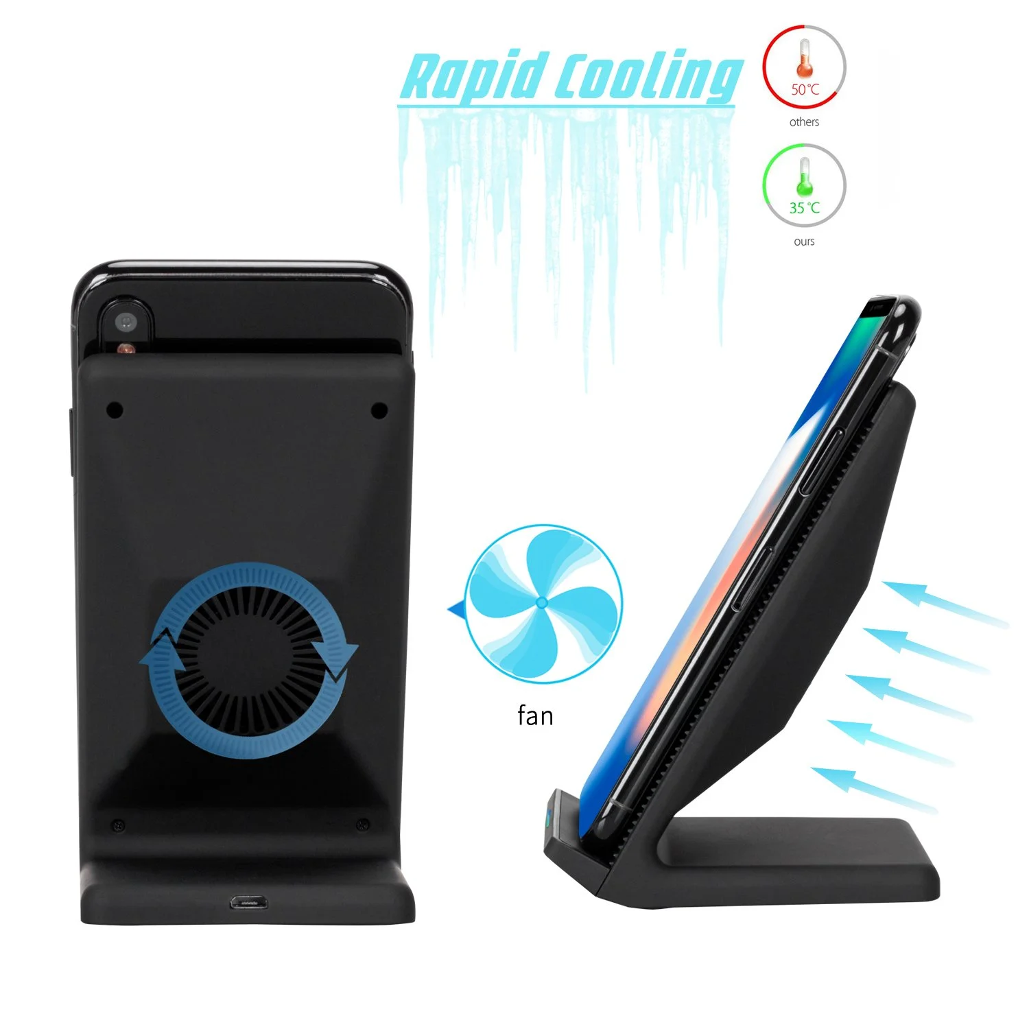 FAST CHARGE WIRELESS CHARGING STAND WITH BUILT-IN COOLING FAN FOR $9.79