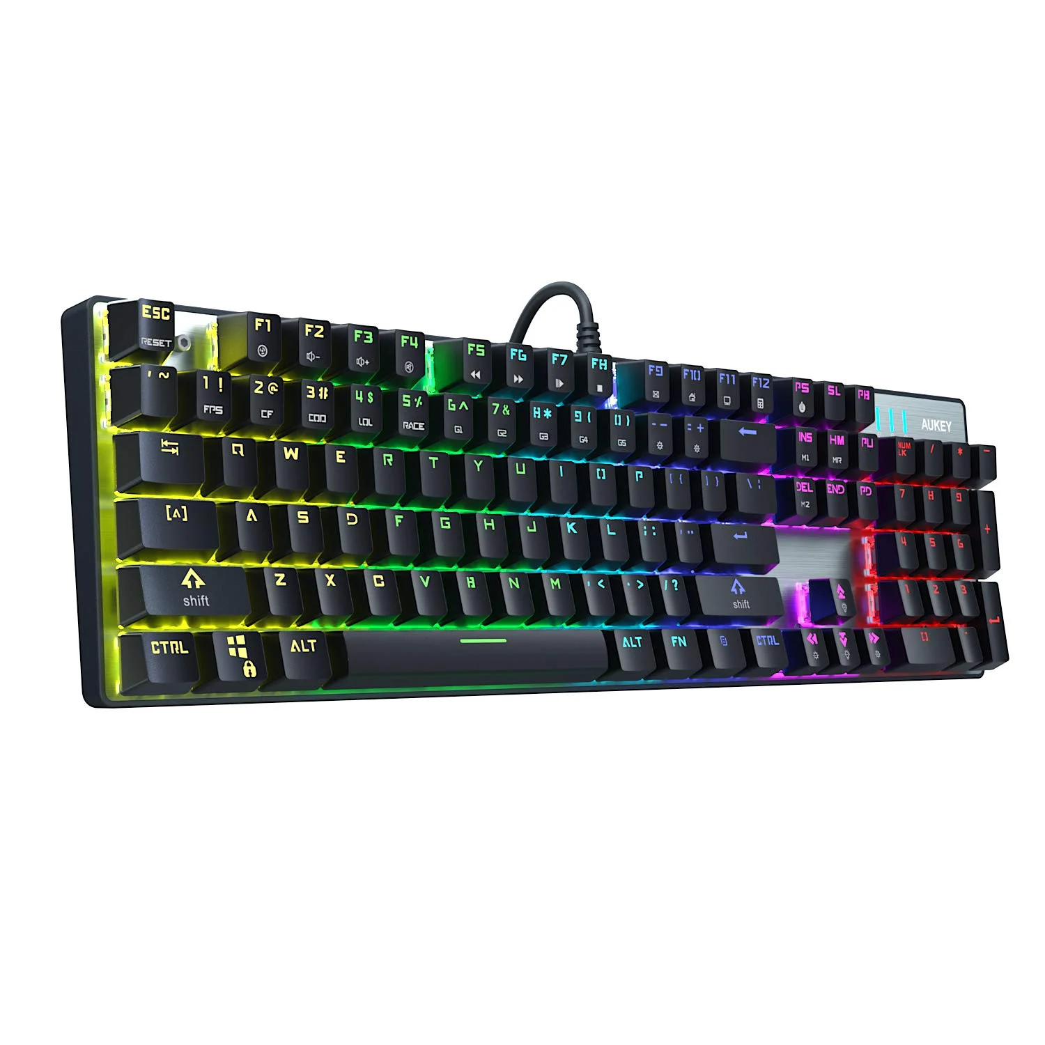 AUKEY MECHANICAL 104-KEY RGB BACKLIT GAMING KEYBOARD WITH CUSTOMIZABLE LIGHTING EFFECTS FOR $44.19