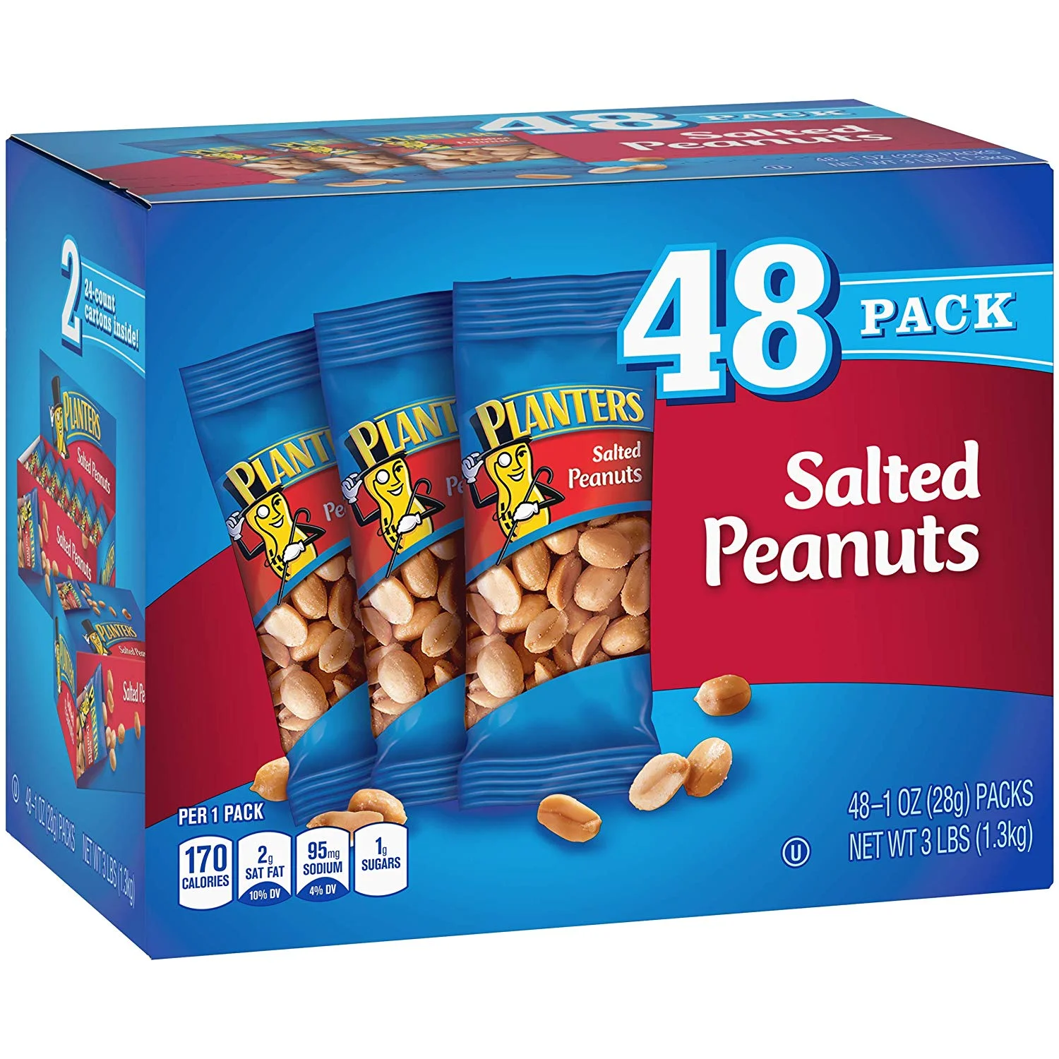 PACK OF 48 - PLANTERS SALTED PEANUTS -1OZ BAGS FOR $7.11