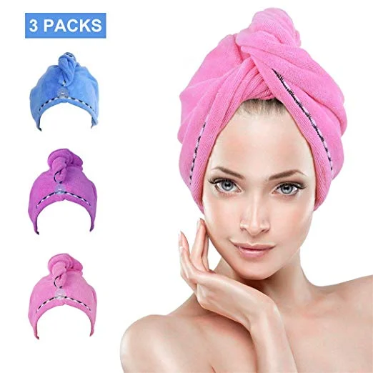 HAIR TOWEL TURBAN WRAPS (3 PACK) FOR $7.14