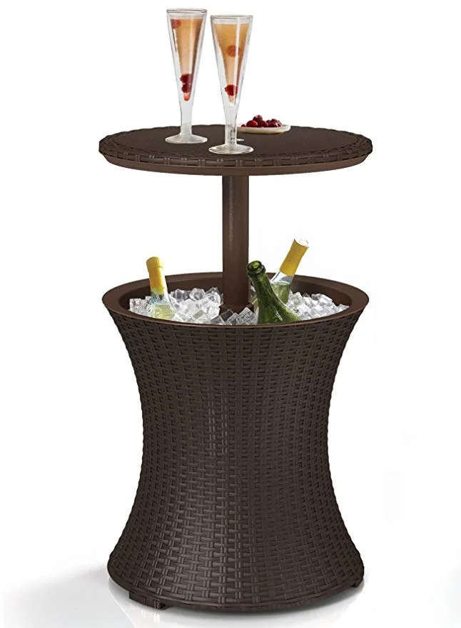 7.5 GALLON COOL BAR RATTAN STYLE OUTDOOR COOLER TABLE FOR $59.99