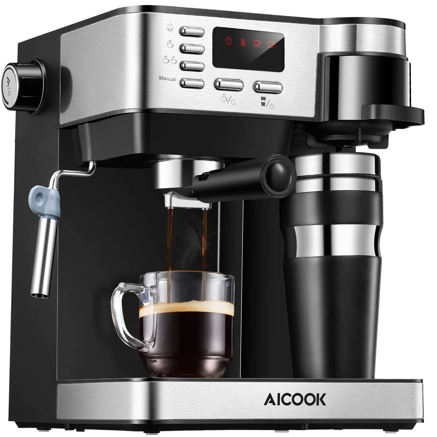 3-IN-1 COMBINATION 15 BAR ESPRESSO MACHINE AND SINGLE SERVE COFFEE MAKER WITH COFFEE MUG FOR $81.19