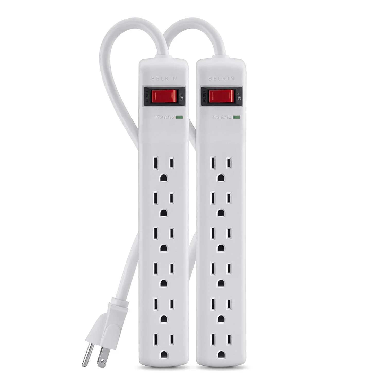 BELKIN 6-OUTLET POWER STRIP SURGE PROTECTOR (2 PACK) FOR $8.69