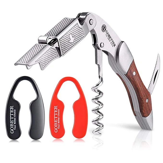WINE BOTTLE OPENER WITH 2 SEPARATE WINE FOIL CUTTERS FOR $9.59