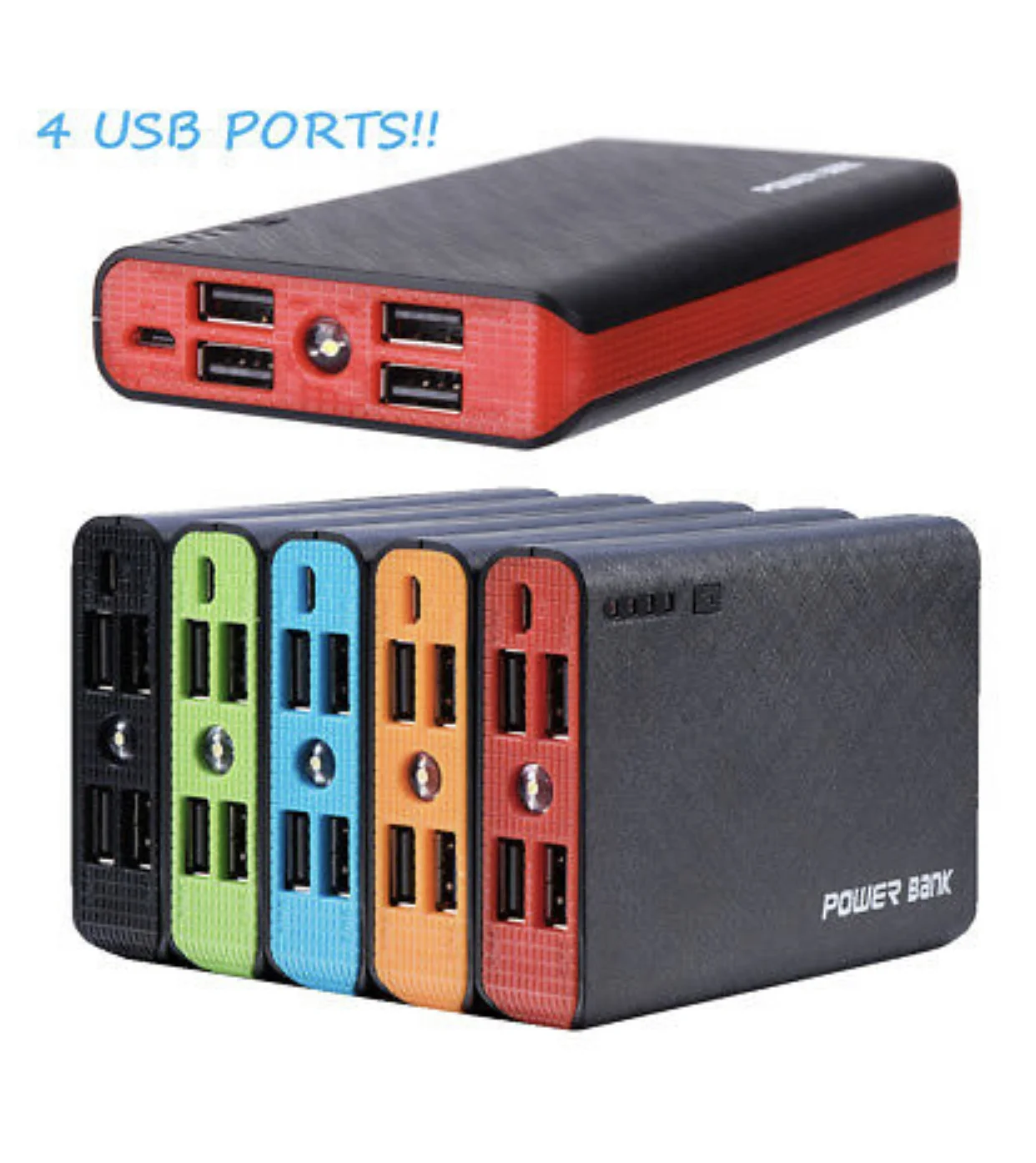 20,000MAH PORTABLE POWER BANK CHARGER WITH 4-USB PORTS FOR $14.95