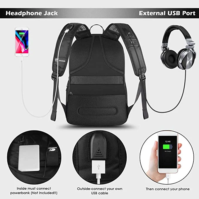 LAPTOP BACKPACK WITH HEADPHONE JACK AND USB CHARGING PORT FOR $15.99
