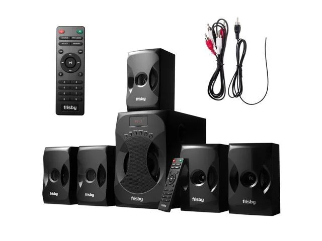 FRISBY 5.1 SURROUND SOUND HOME THEATER SYSTEM WITH SUBWOOFER FOR $87.95