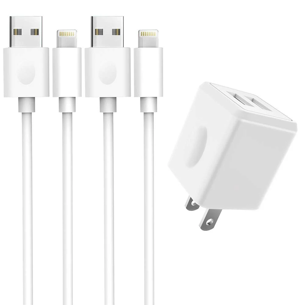 USB WALL CHARGER + 2-PACK OF IPHONE CHARGING CABLES FOR $5.97