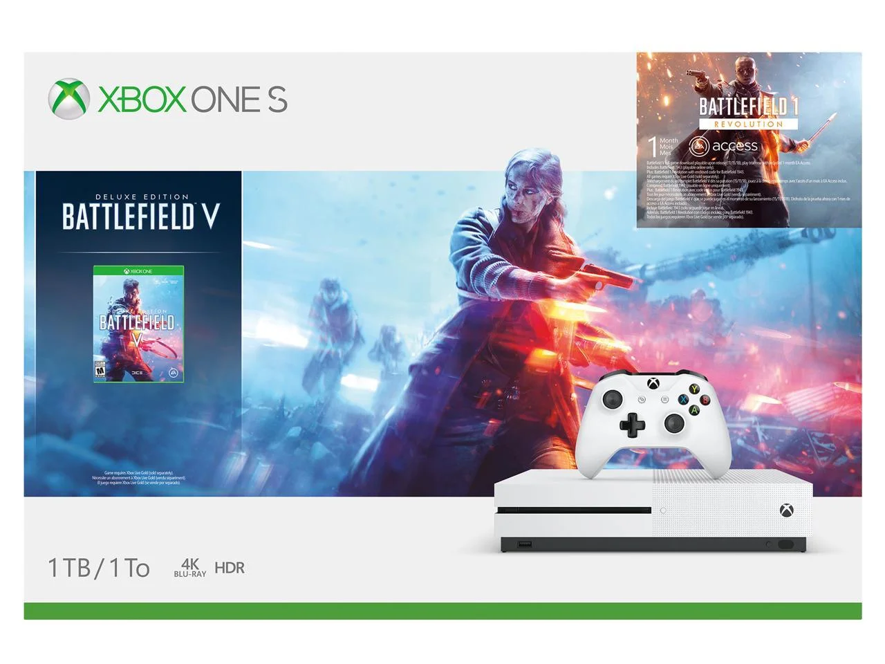 XBOX ONE S 1TB CONSOLE - BATTLEFIELD V BUNDLE FOR $199.99