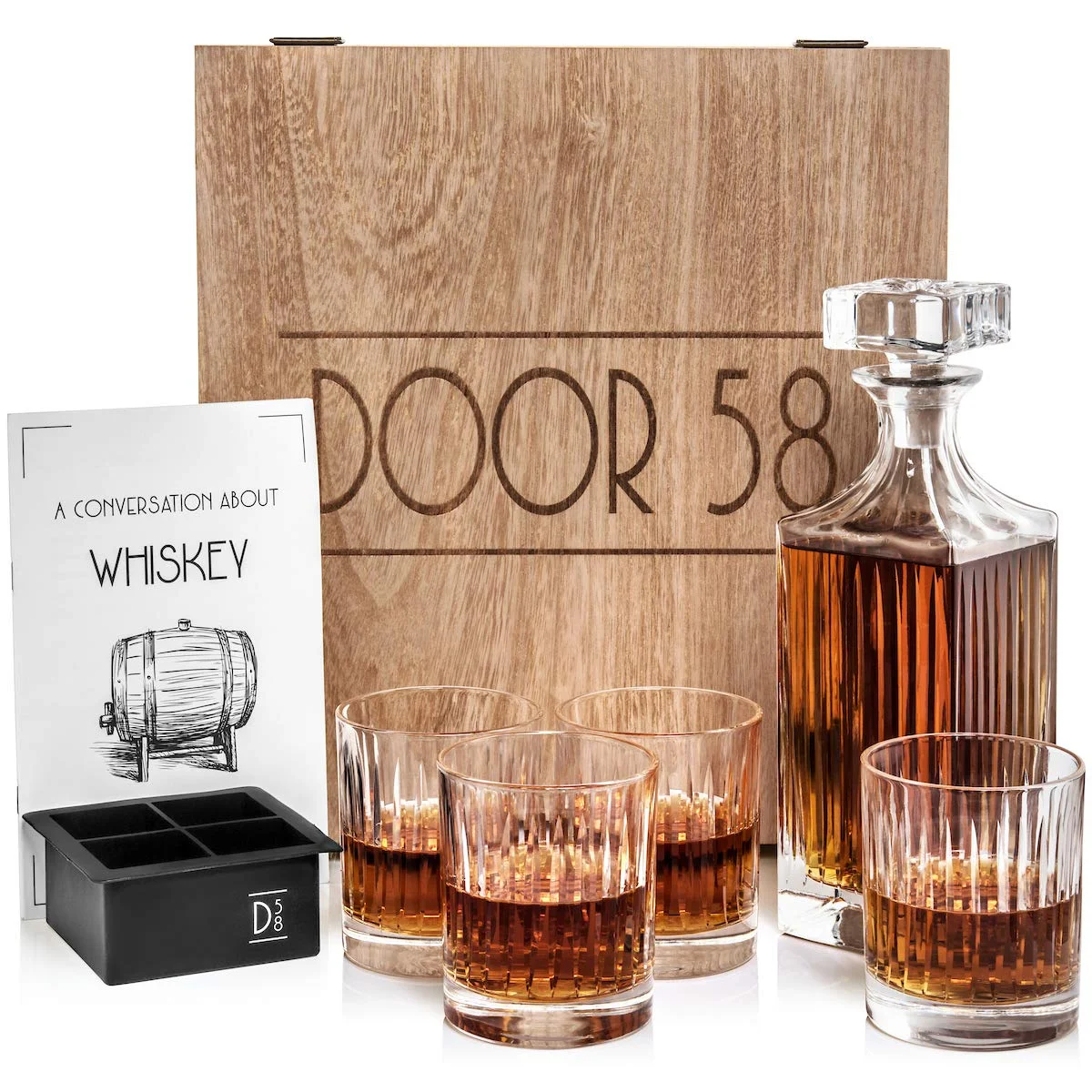 WHISKEY DECANTER SET WITH GLASS DRINK TUMBLERS FOR $20.67