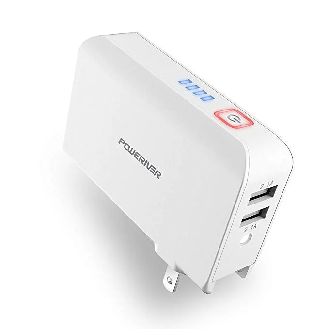 2-USB PORT WALL OUTLET CHARGER + PORTABLE POWER BANK COMBO FOR $12.99