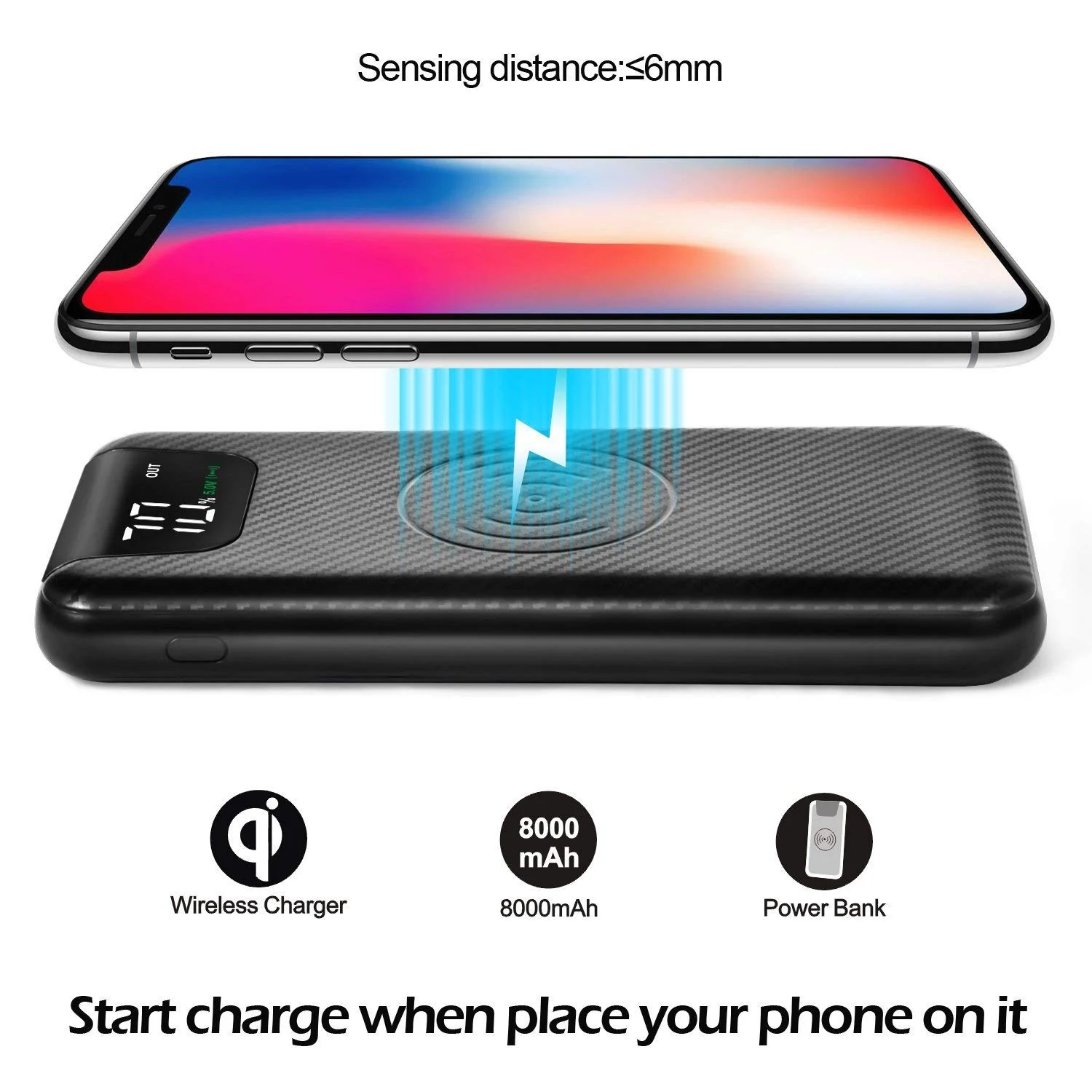 2-IN-1 WIRELESS CHARGING PAD AND 8,000MAH PORTABLE POWER BANK CHARGER FOR $10.99