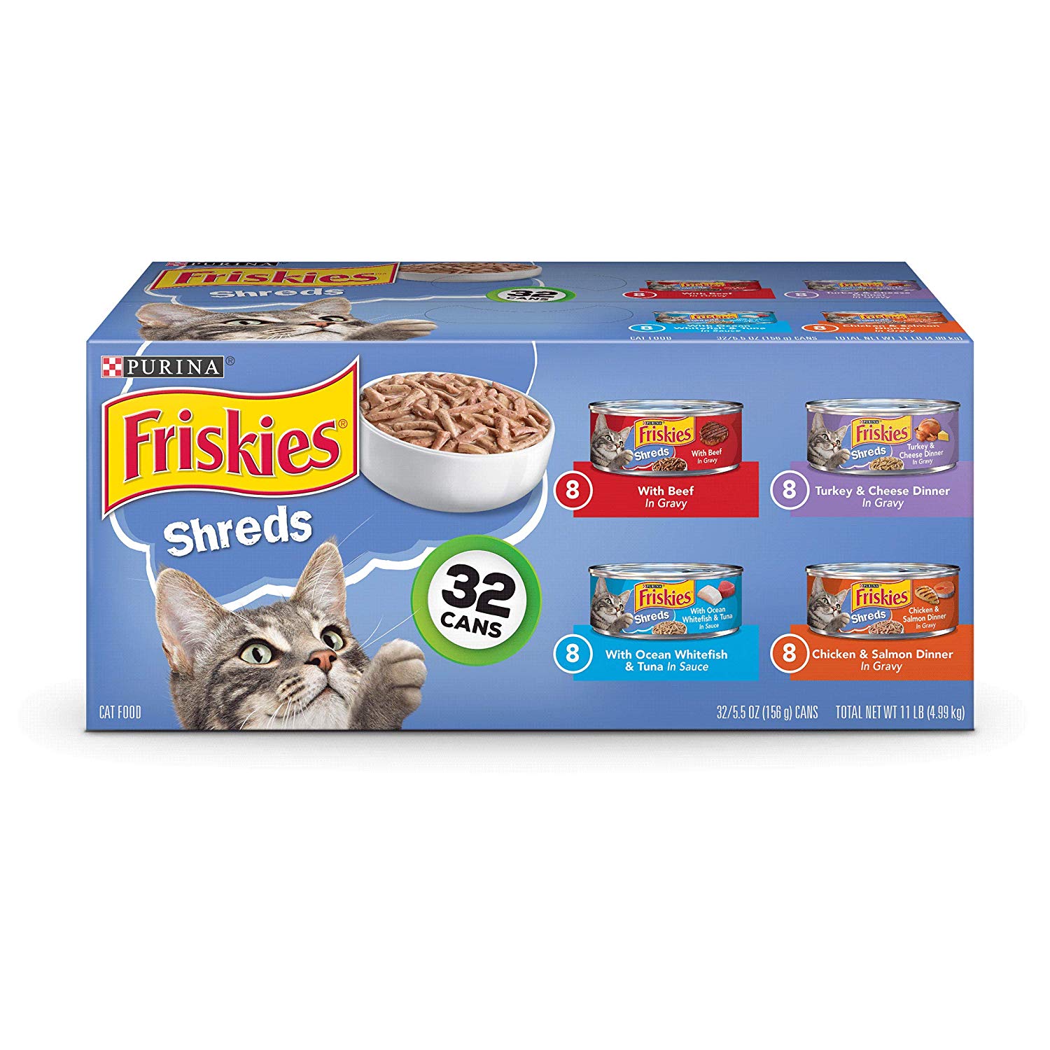 PURINA FRISKIES CANNED WET CAT FOOD 32 COUNT VARIETY PACKS - (32) 5.5 OZ CANS FOR $13.00