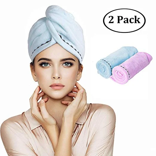 2 PACK OF MICROFIBER HAIR TOWEL WRAPS FOR $4.00