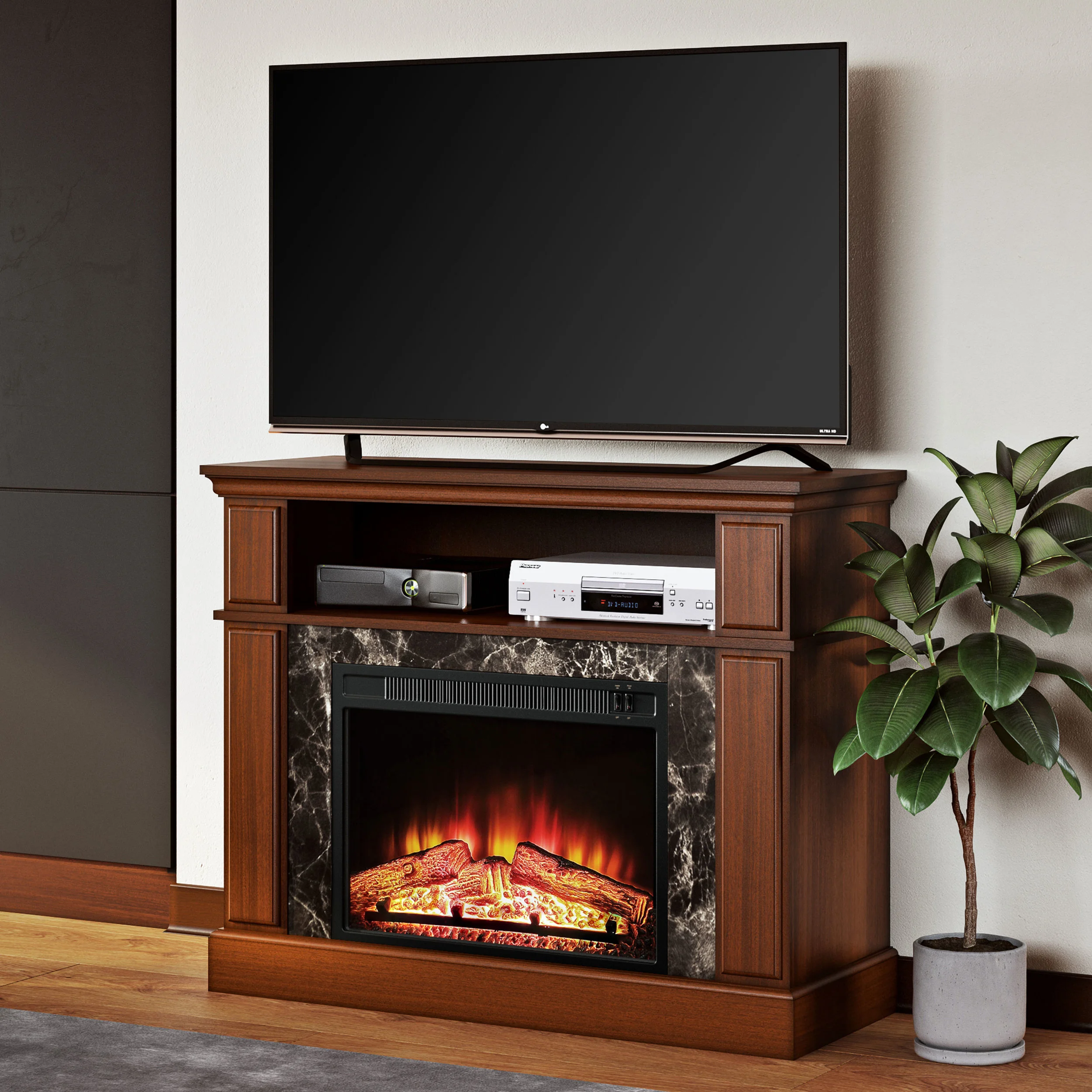 MAINSTAYS LORING MEDIA FIREPLACE FOR TVS UP TO 50-INCHES FOR $85.00