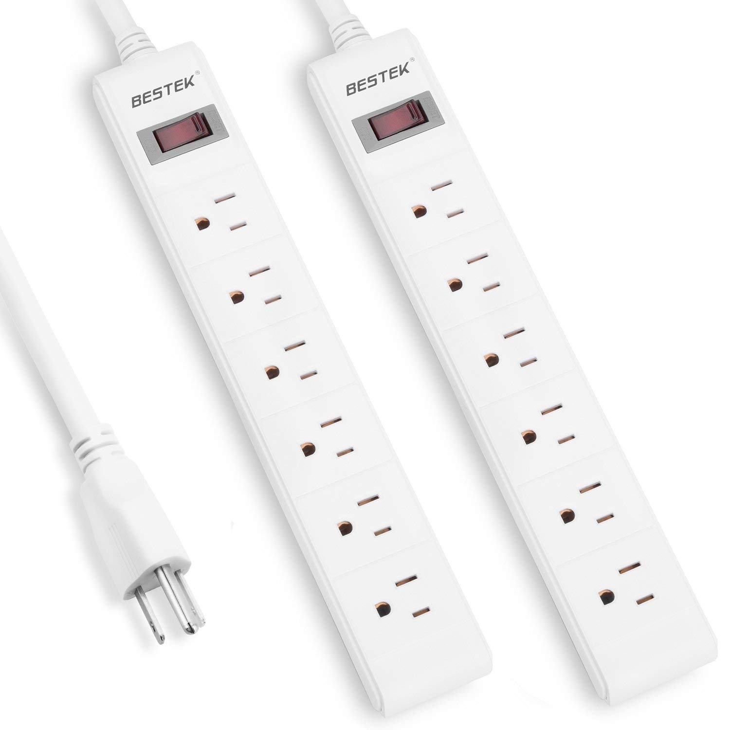 2 PACK OF 6-AC OUTLET SURGE PROTECTORS FOR $8.19