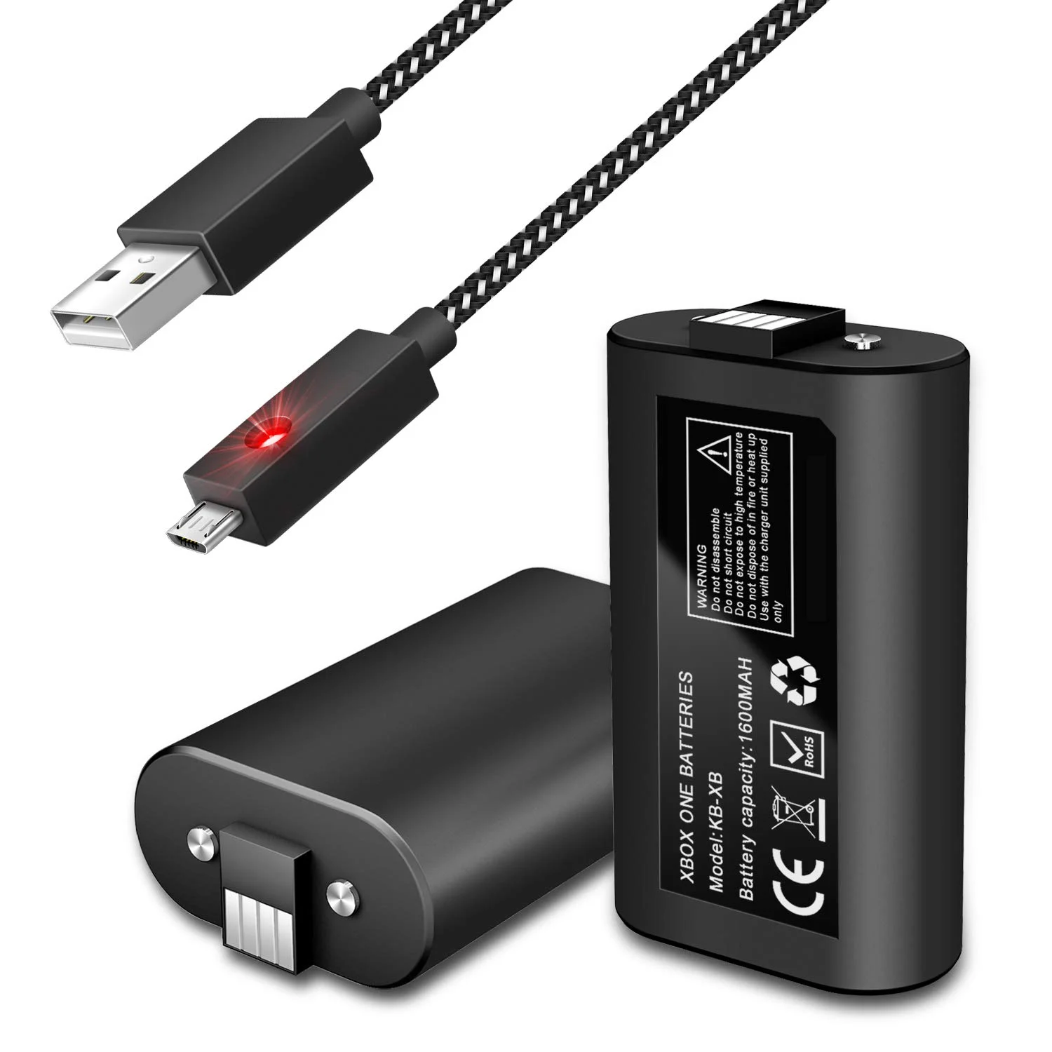 1,600MAH RECHARGEABLE XBOX ONE CONTROLLER BATTERY PACK WITH 10FT USB CHARGING CABLE FOR $9.49