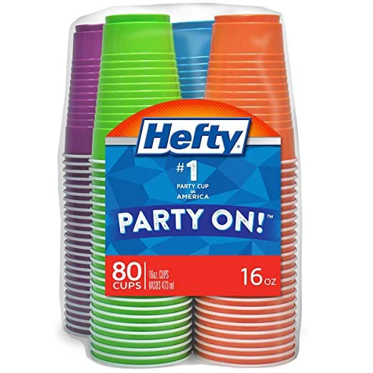 50 PACK OF HEFTY DISPOSABLE PLASTIC CUPS FOR $5.69