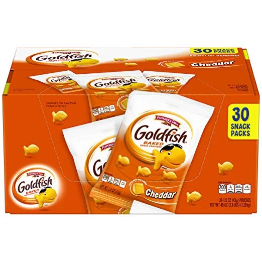 30 SNACK PACKS OF GOLDFISH CHEDDAR CRACKERS FOR $7.98