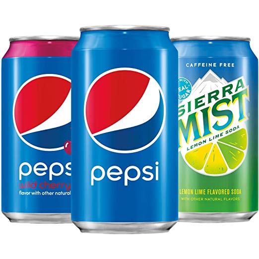 18 PACK OF SODA VARIETY PACK WITH PEPSI, WILD CHERRY PEPSI, AND SIERRA MIST FOR $6.45