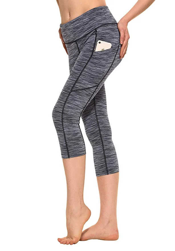 WOMEN'S SPACE-DYED TUMMY CONTROL YOGA WORKOUT LEGGINGS WITH CELL PHONE POCKET FOR $8.49