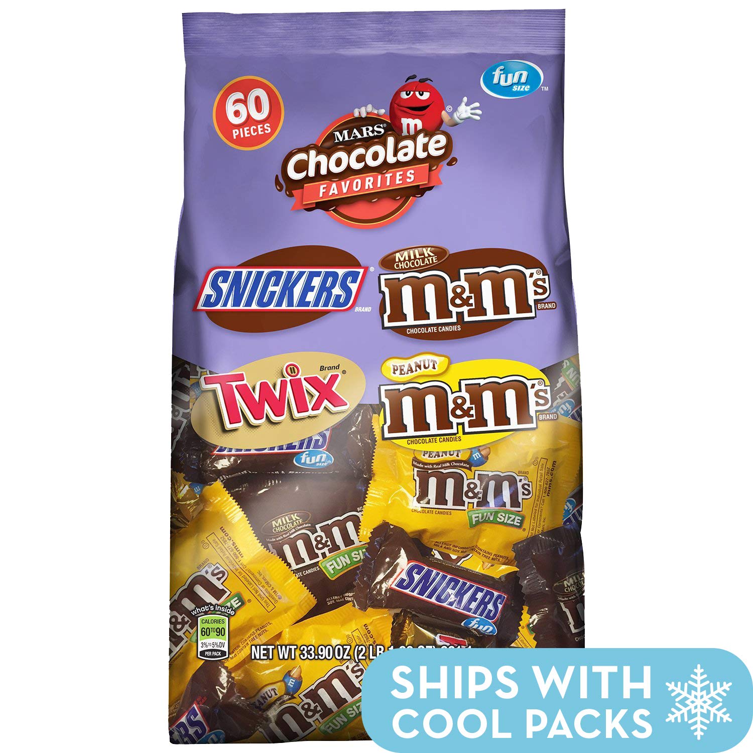 60 PIECES OF FUN SIZE SNICKERS, M&M'S & TWIX FOR $7.95